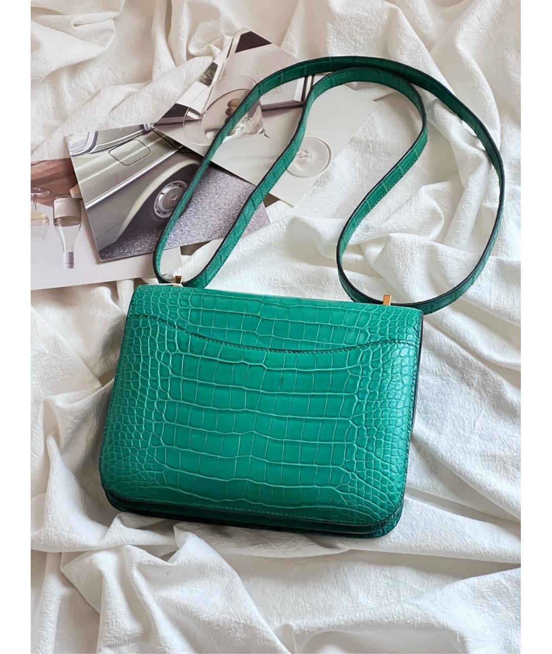HERMES Зеленая кожаная сумка через плечо, фото 2