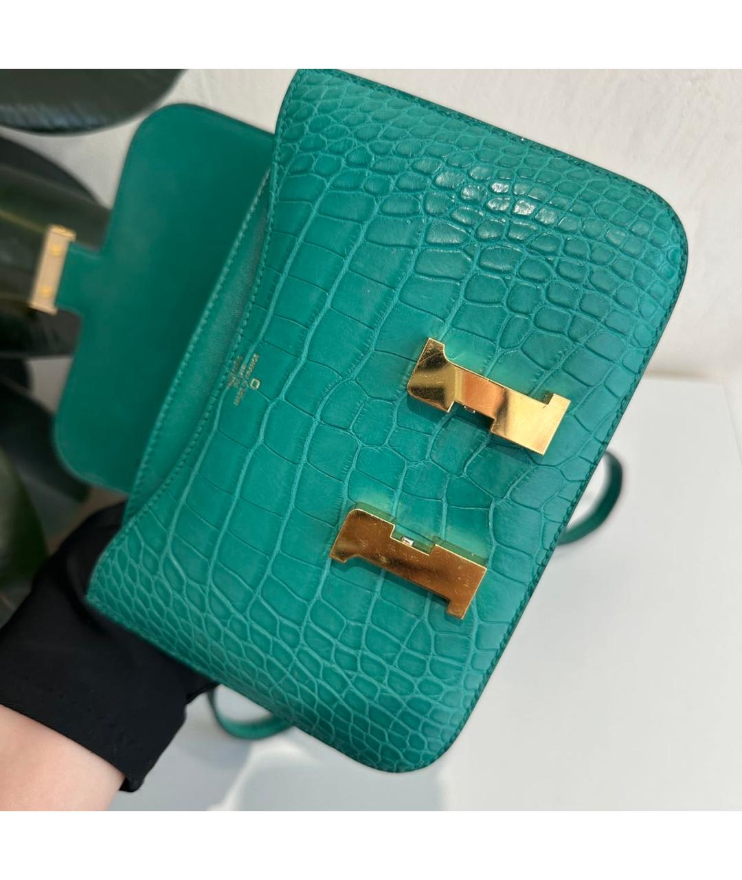 HERMES Зеленая кожаная сумка через плечо, фото 4