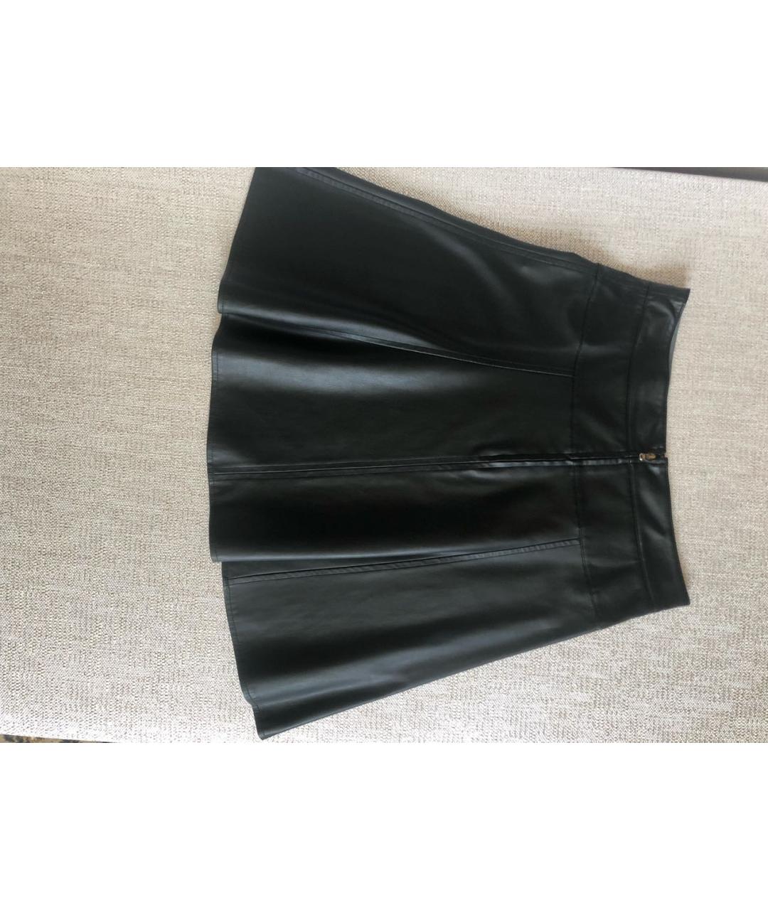PATRIZIA PEPE Черная полиуретановая юбка мини, фото 2