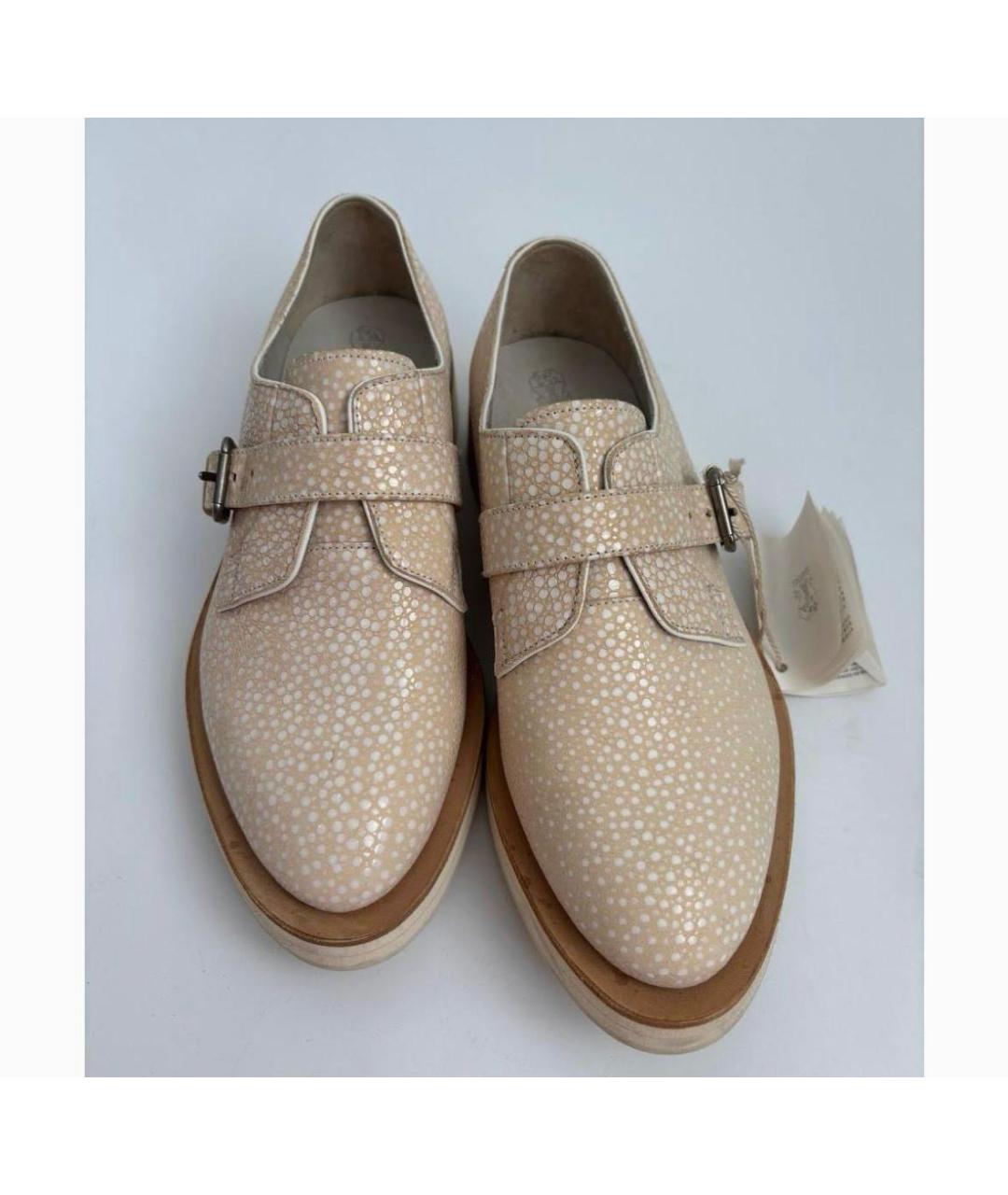 BRUNELLO CUCINELLI Бежевые кожаные брогги и оксфорды, фото 3