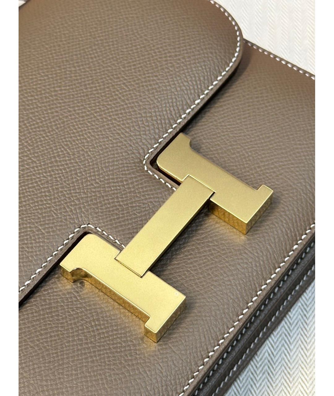 HERMES Серая кожаная сумка через плечо, фото 6