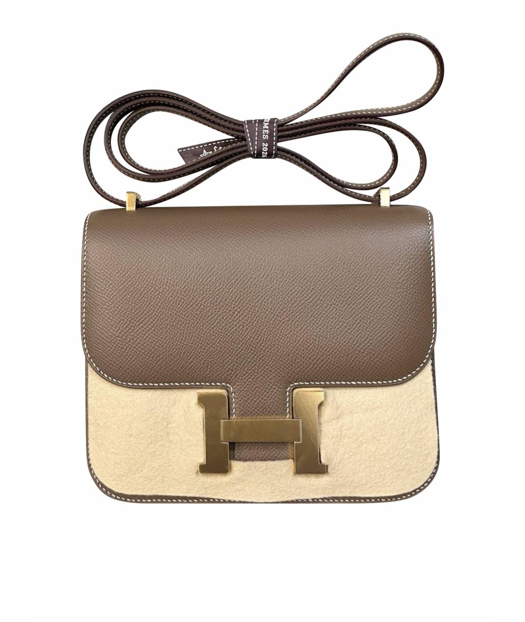 HERMES Серая кожаная сумка через плечо, фото 1