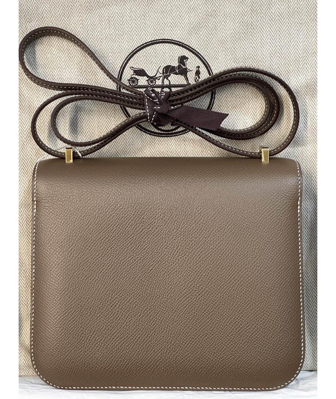 HERMES Серая кожаная сумка через плечо, фото 2