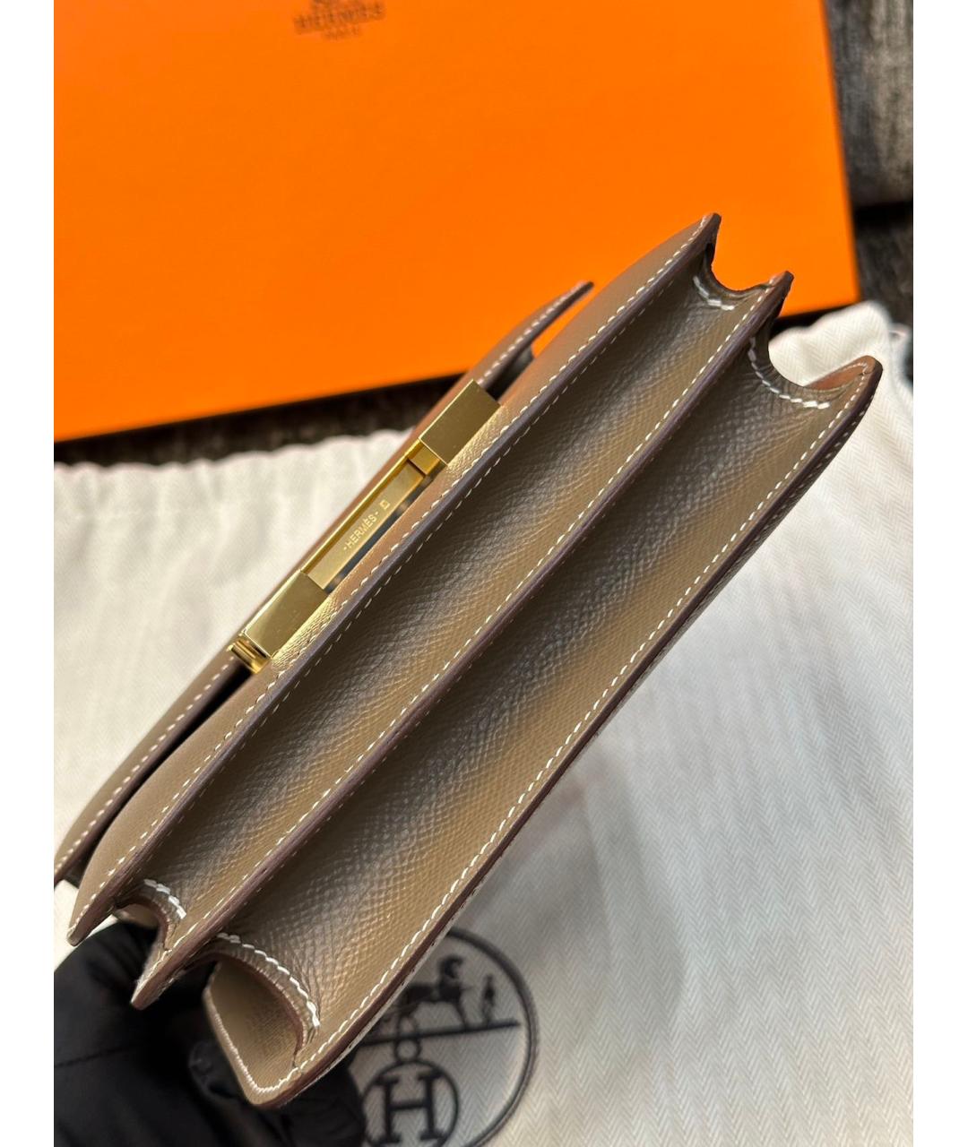 HERMES Серая кожаная сумка через плечо, фото 4