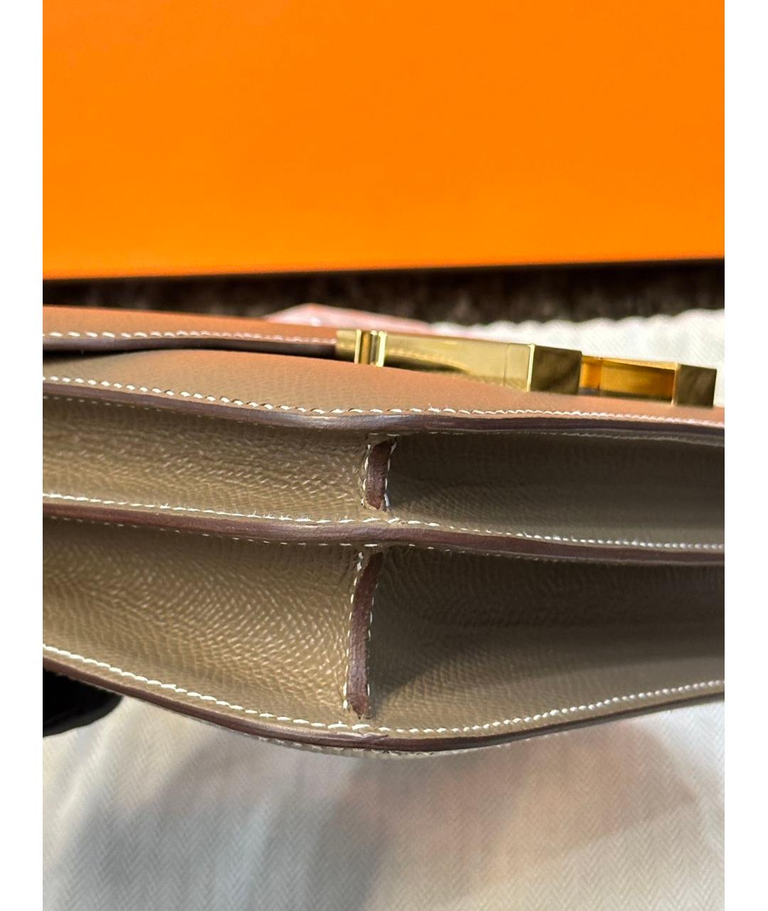 HERMES Серая кожаная сумка через плечо, фото 5