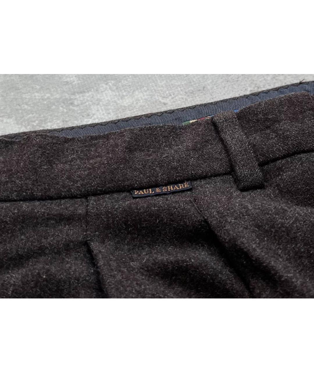 PAUL & SHARK Коричневые шерстяные повседневные брюки, фото 2