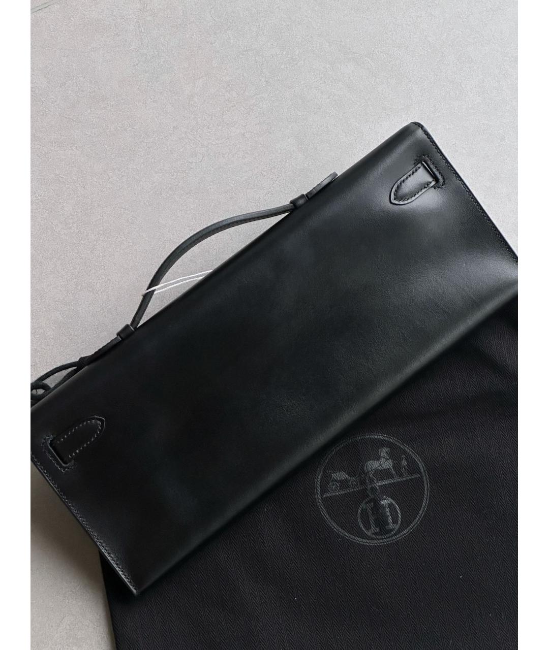HERMES Черная кожаная сумка с короткими ручками, фото 3