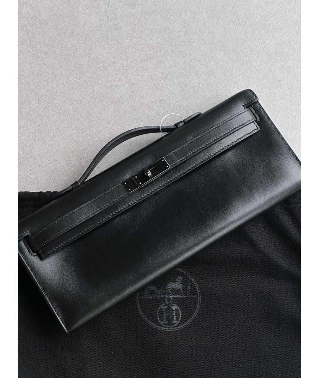 HERMES Черная кожаная сумка с короткими ручками, фото 9