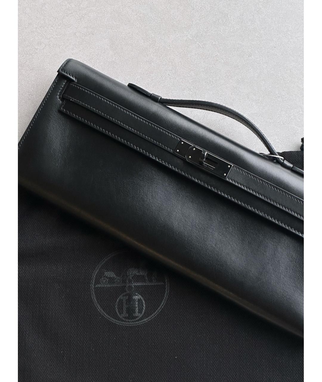 HERMES Черная кожаная сумка с короткими ручками, фото 2