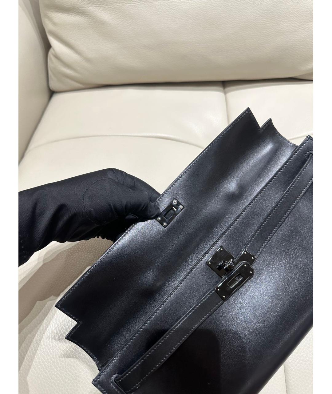 HERMES Черная кожаная сумка с короткими ручками, фото 8