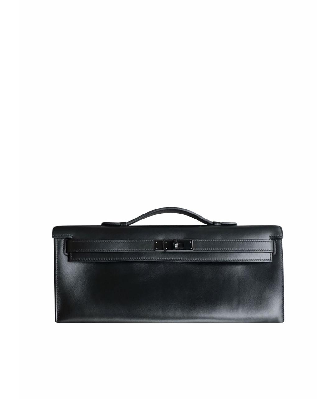 HERMES Черная кожаная сумка с короткими ручками, фото 1