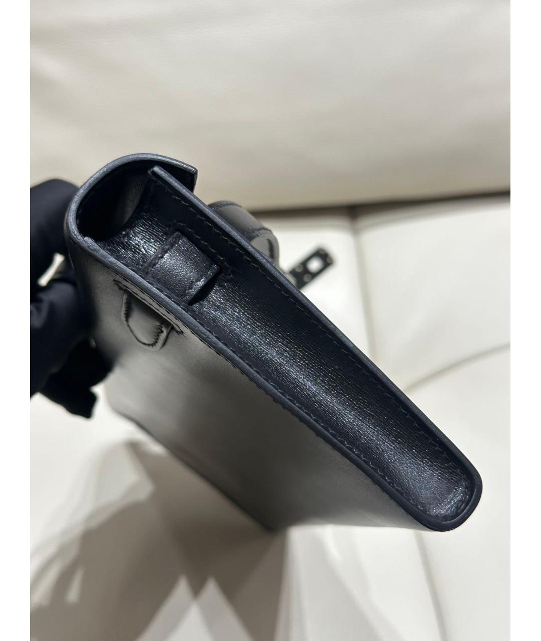 HERMES Черная кожаная сумка с короткими ручками, фото 4