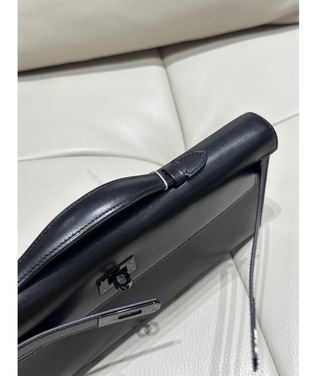 HERMES Черная кожаная сумка с короткими ручками, фото 5