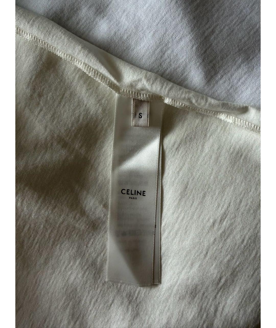CELINE Белая хлопковая футболка, фото 5