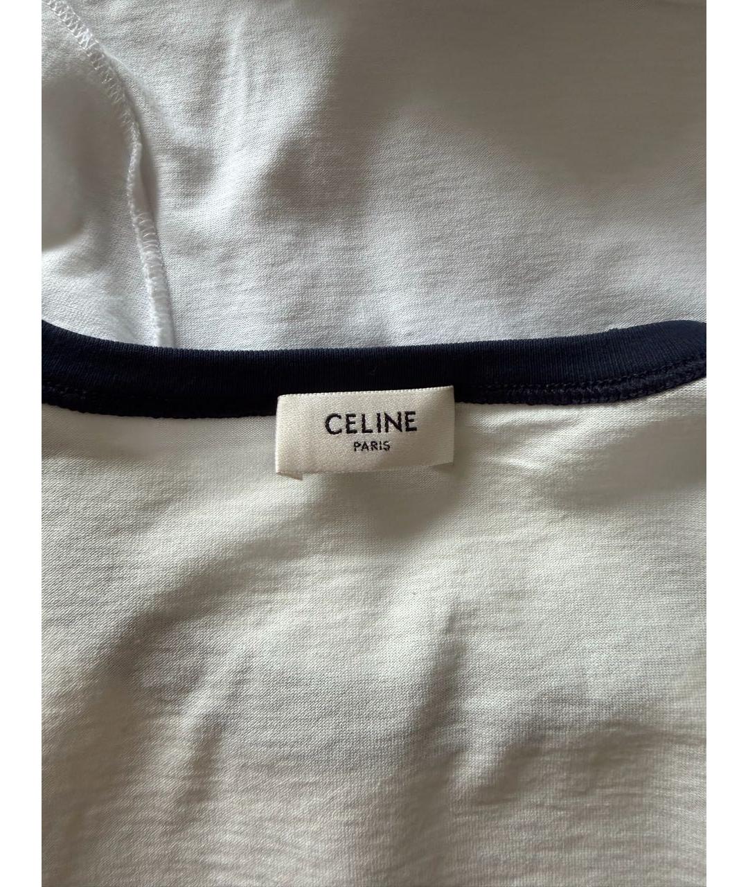 CELINE Белая хлопковая футболка, фото 4