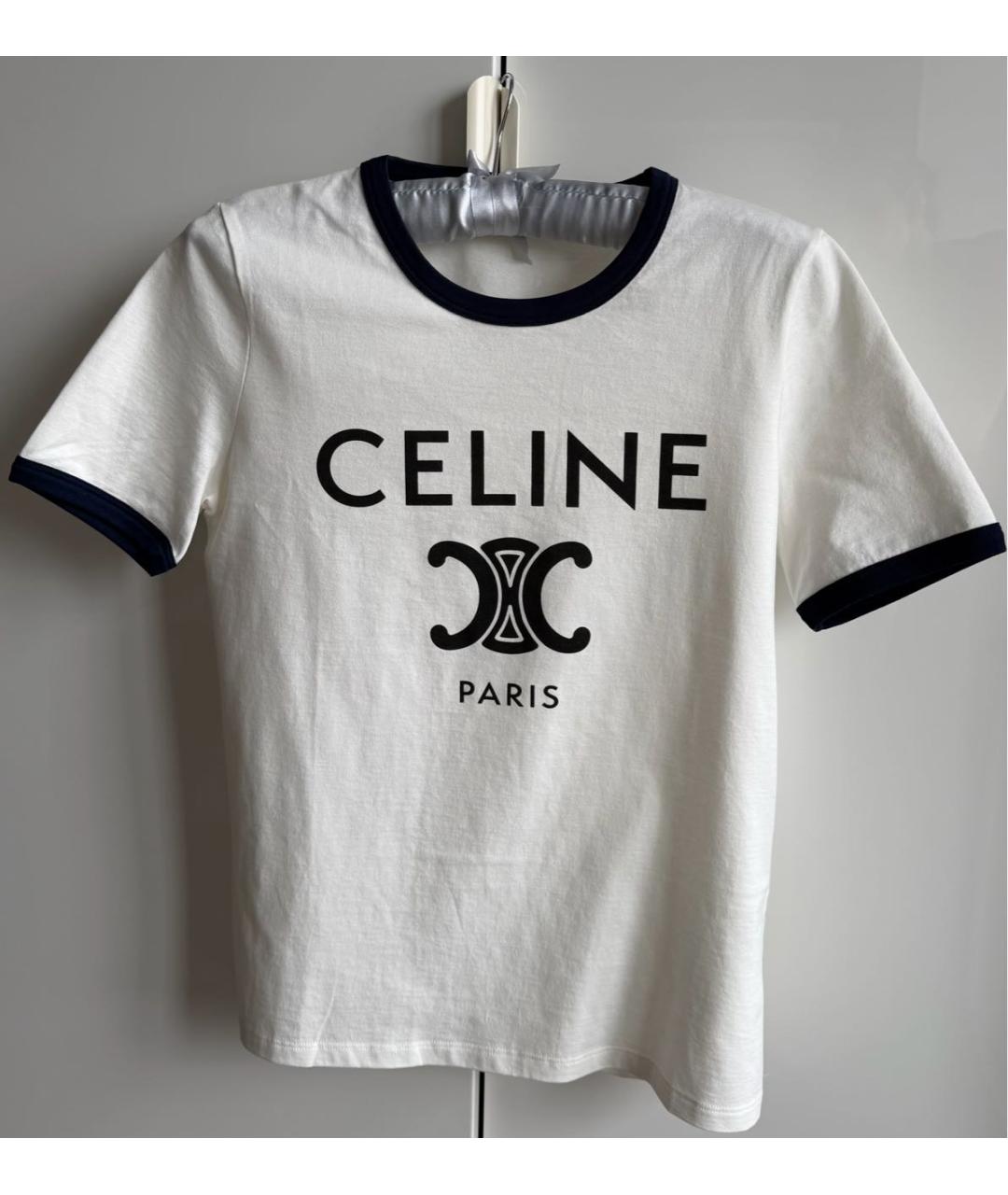 CELINE Белая хлопковая футболка, фото 2