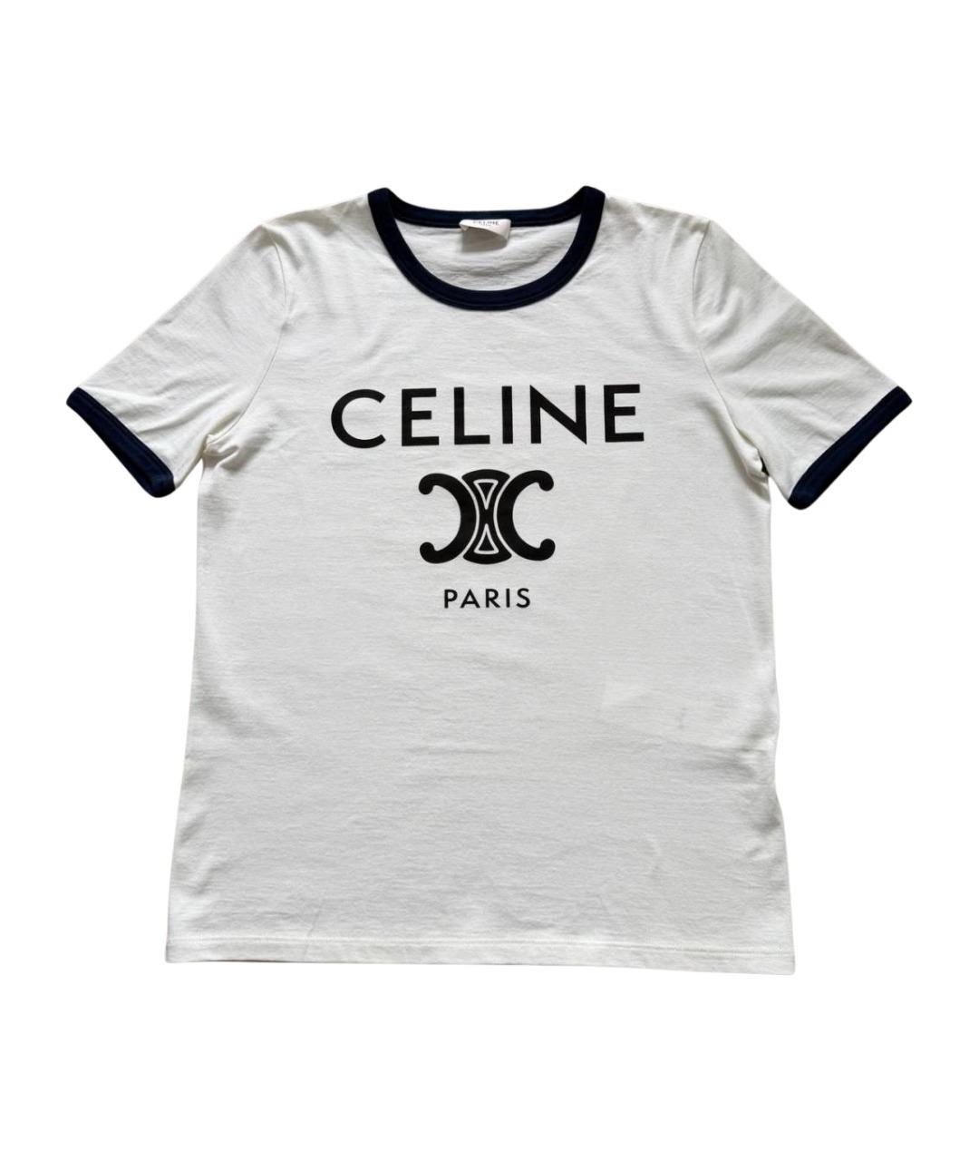 CELINE Белая хлопковая футболка, фото 1