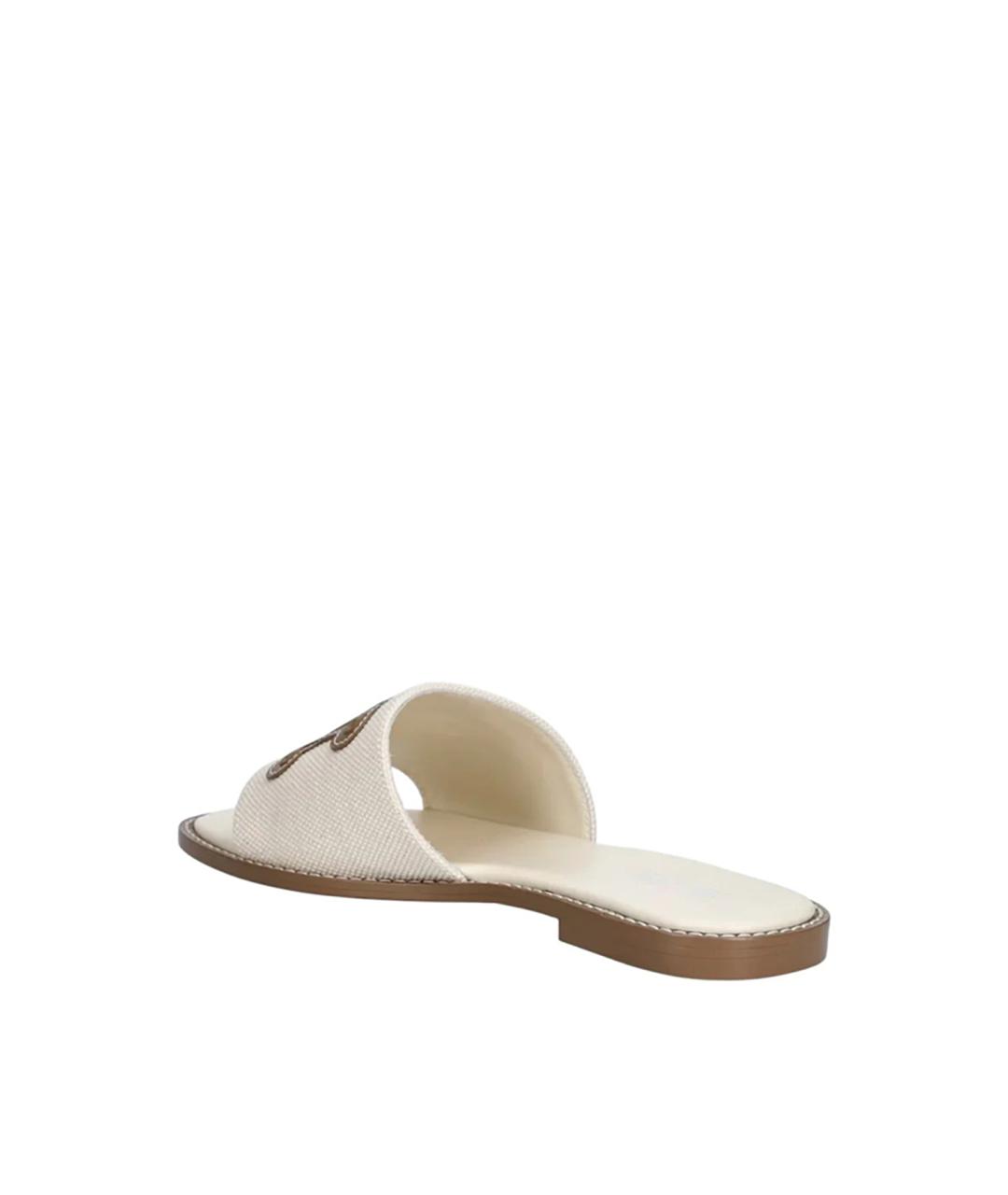 MAX MARA STUDIO Бежевые текстильные шлепанцы, фото 4