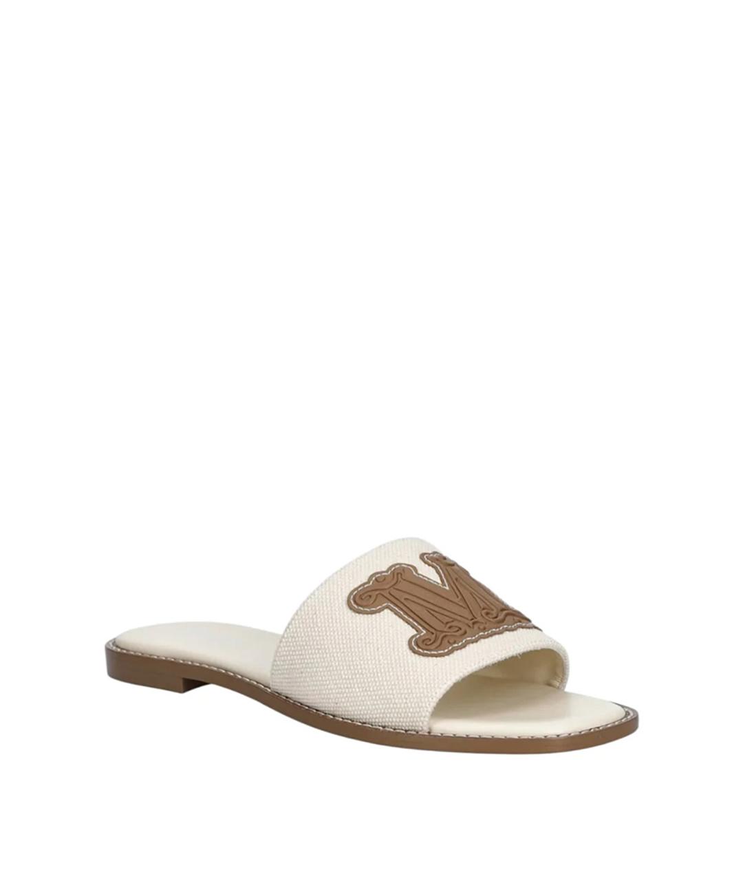 MAX MARA STUDIO Бежевые текстильные шлепанцы, фото 3