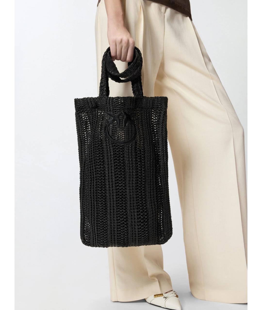 PINKO Черная пелетеная сумка тоут, фото 3