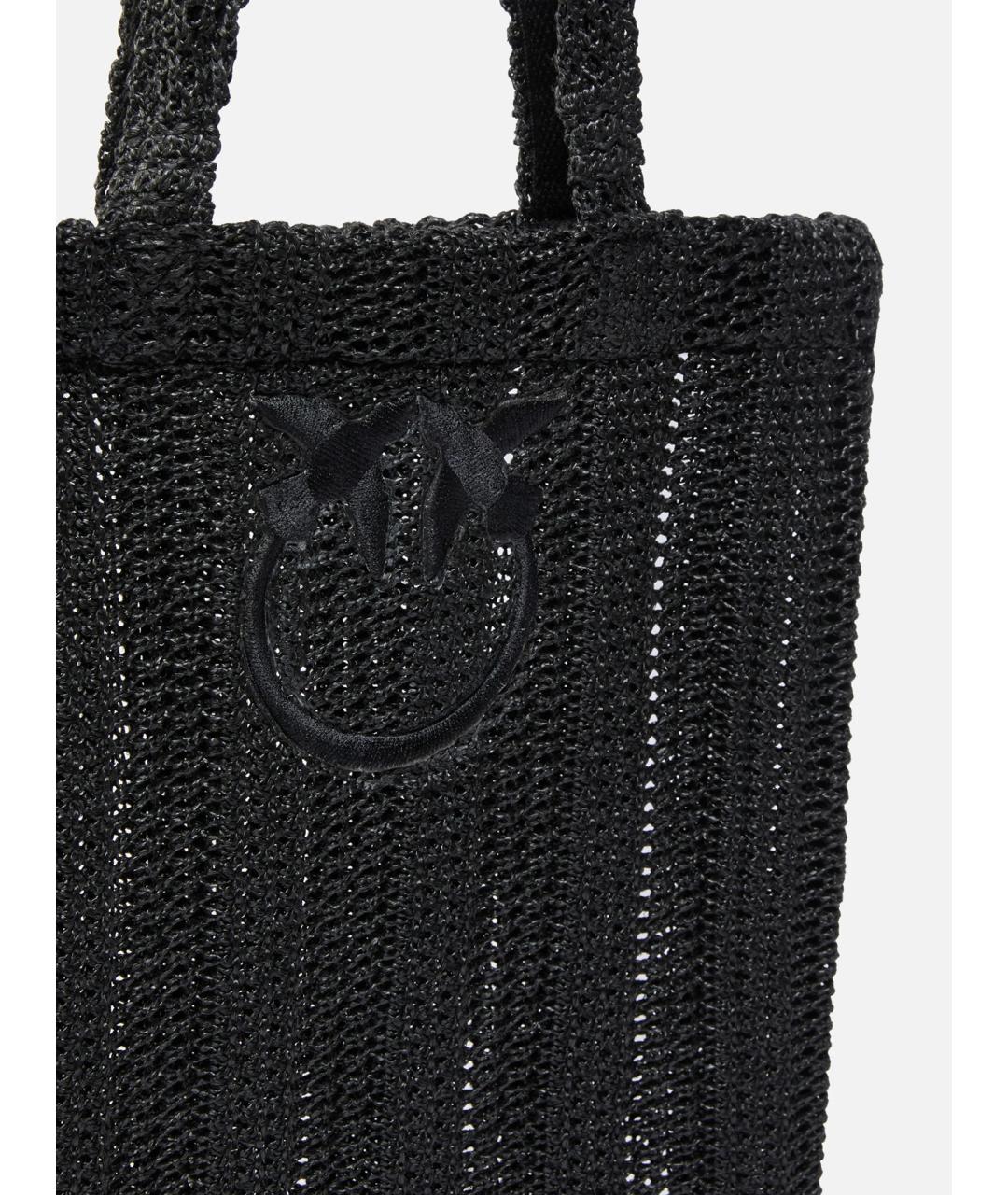 PINKO Черная пелетеная сумка тоут, фото 5