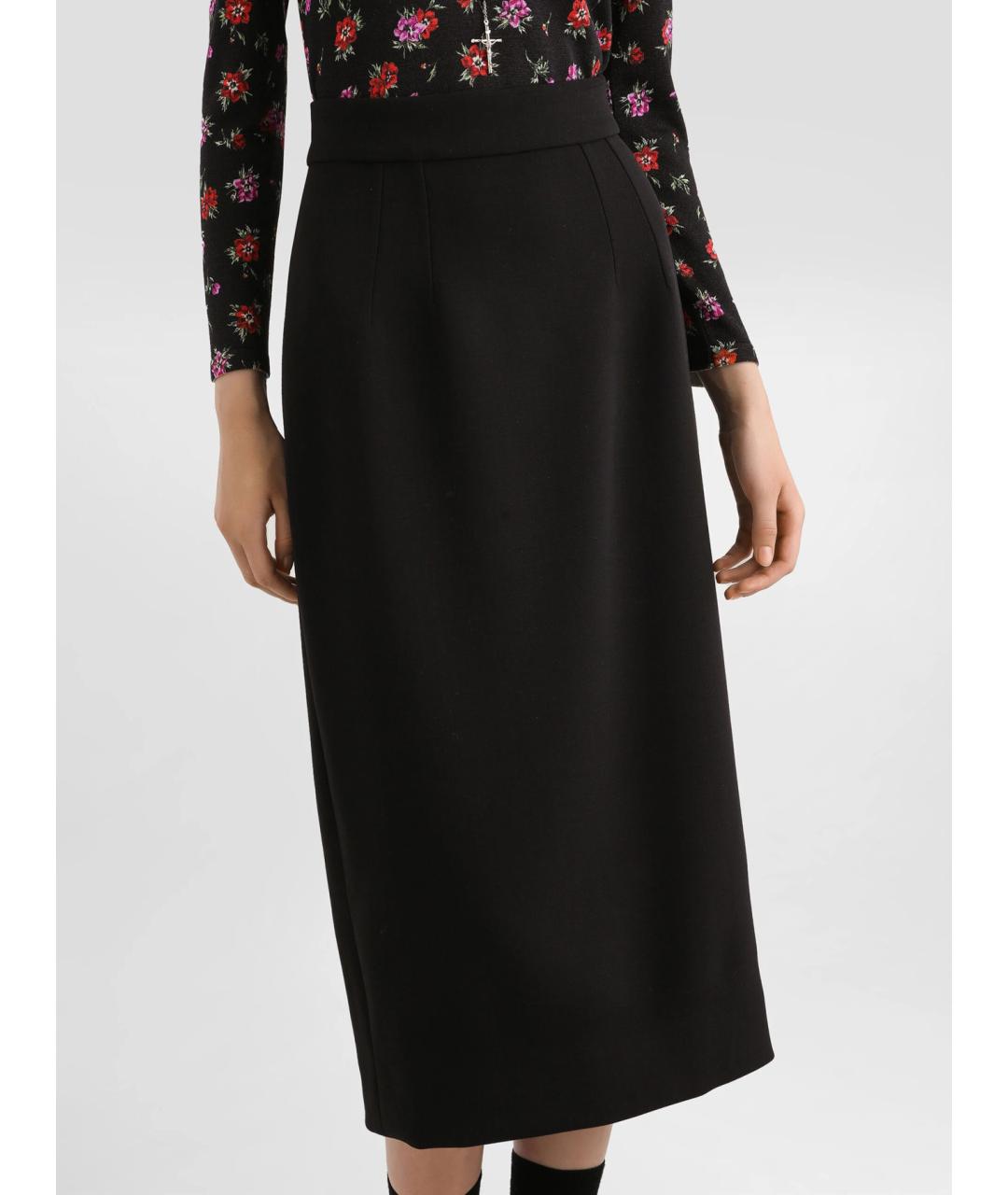 DOLCE&GABBANA Черная шерстяная юбка миди, фото 3