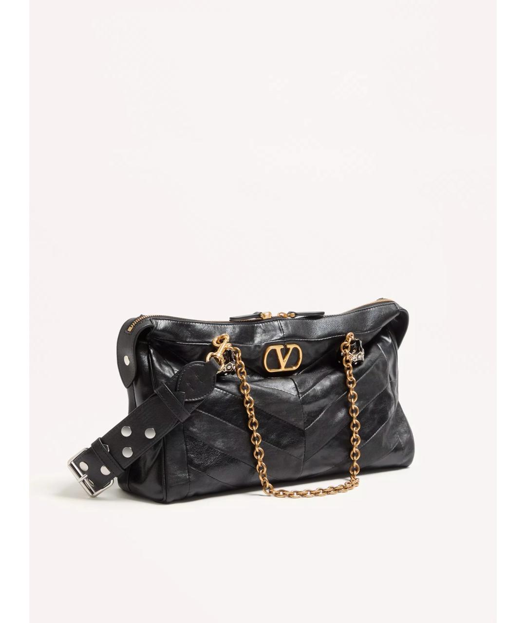VALENTINO Черная кожаная сумка тоут, фото 2