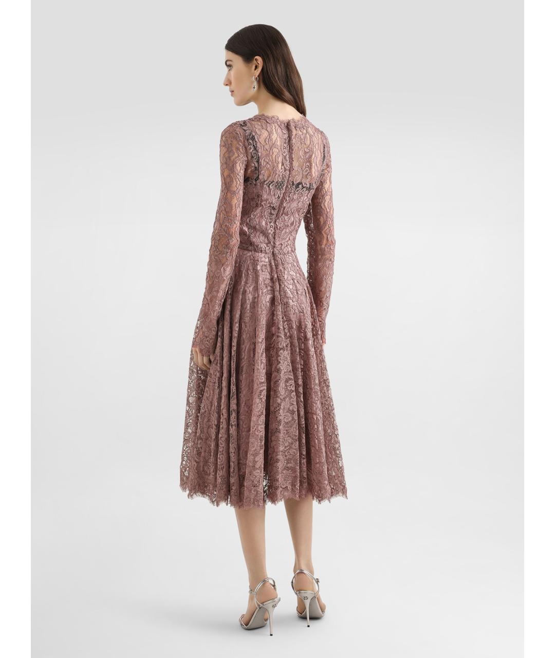 DOLCE&GABBANA Розовое хлопковое повседневное платье, фото 4