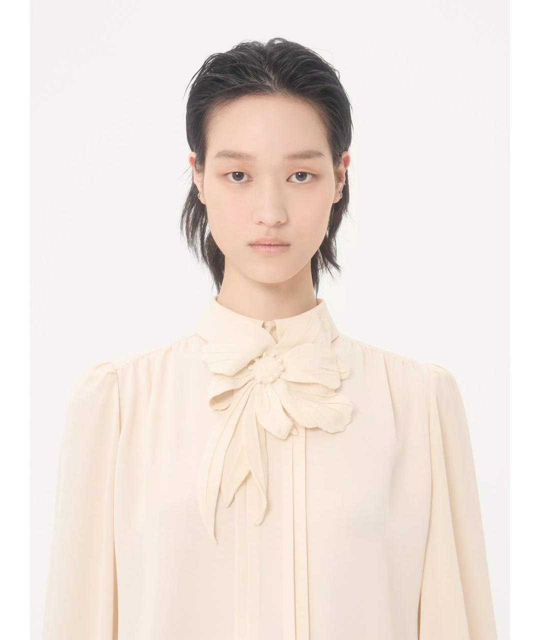 VALENTINO Бежевая шелковая блузы, фото 3