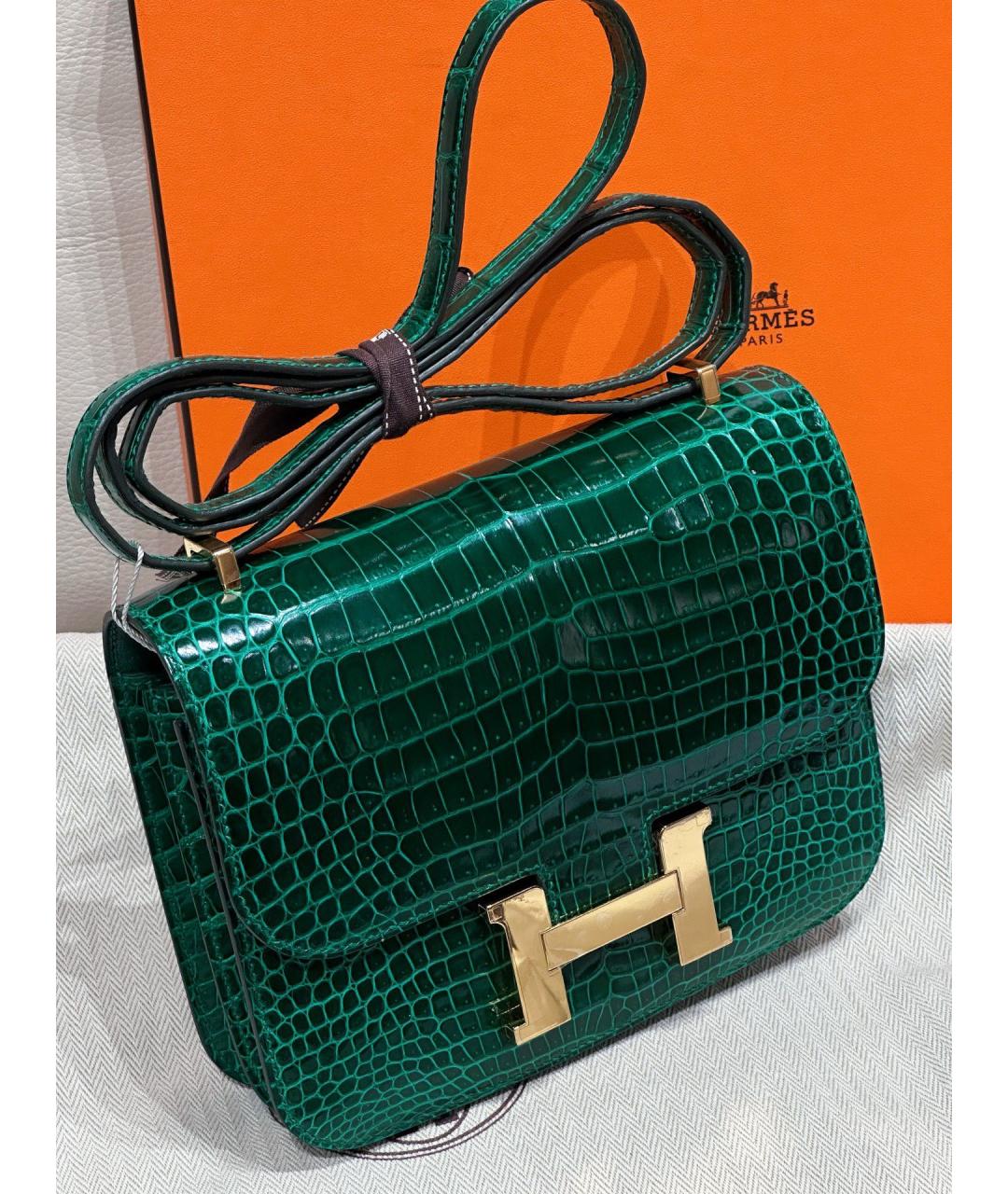 HERMES Зеленая кожаная сумка через плечо, фото 3