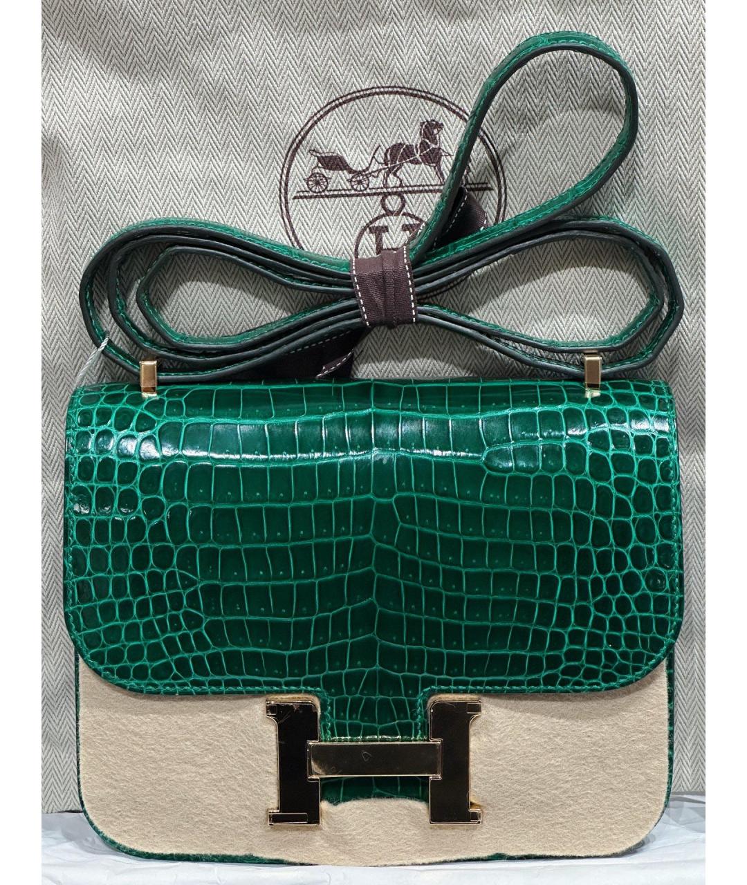 HERMES Зеленая кожаная сумка через плечо, фото 4