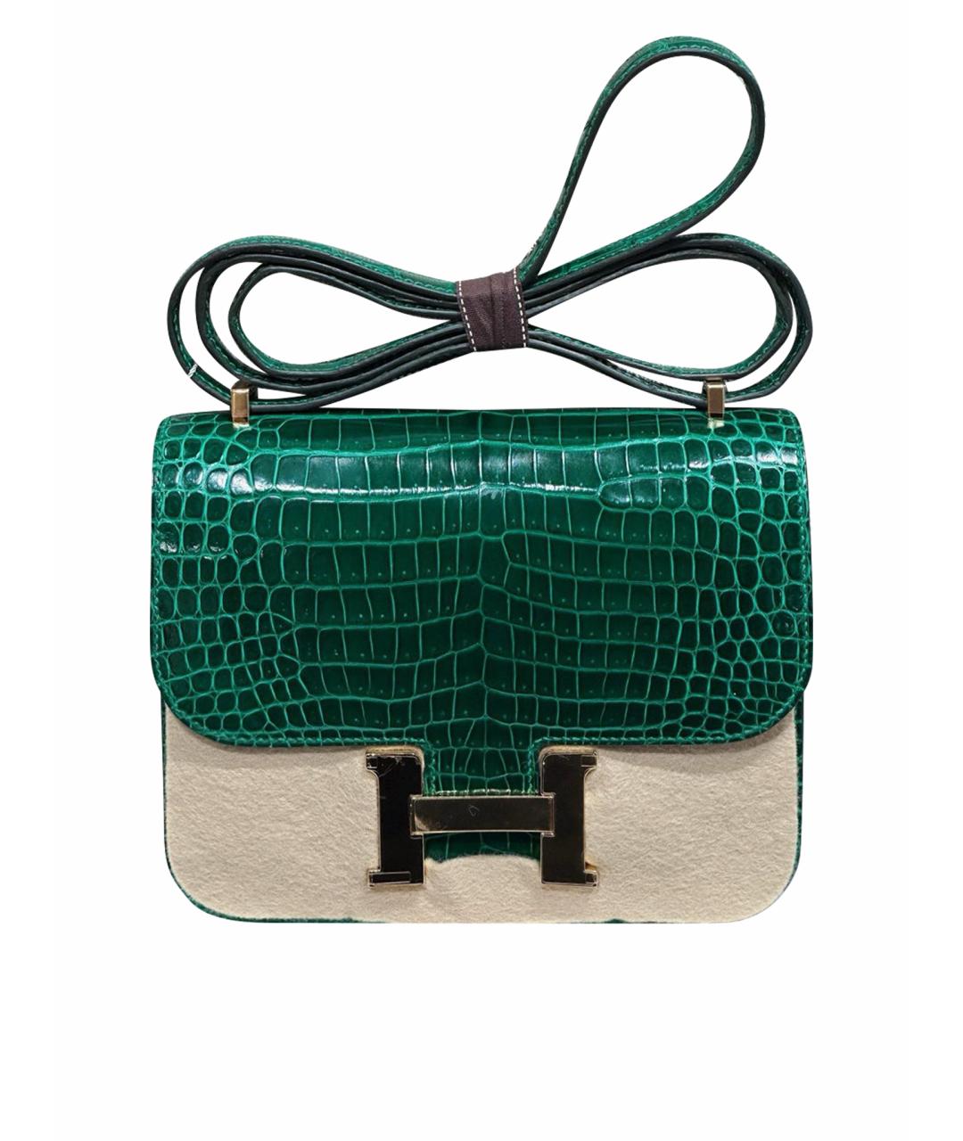 HERMES Зеленая кожаная сумка через плечо, фото 1