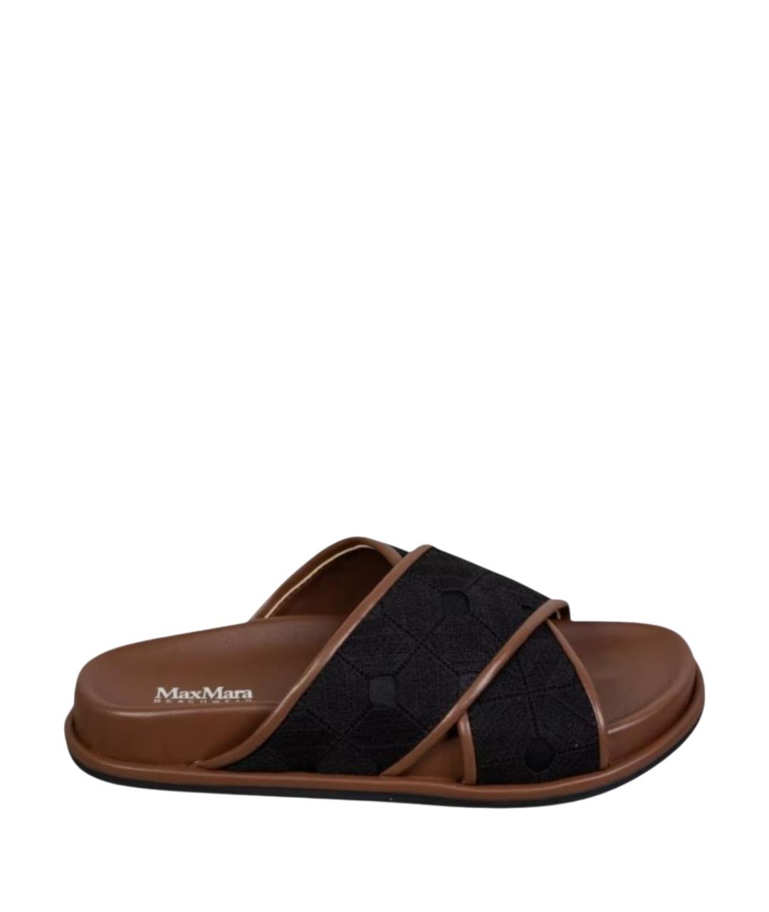 MAX MARA STUDIO Черные текстильные шлепанцы, фото 1