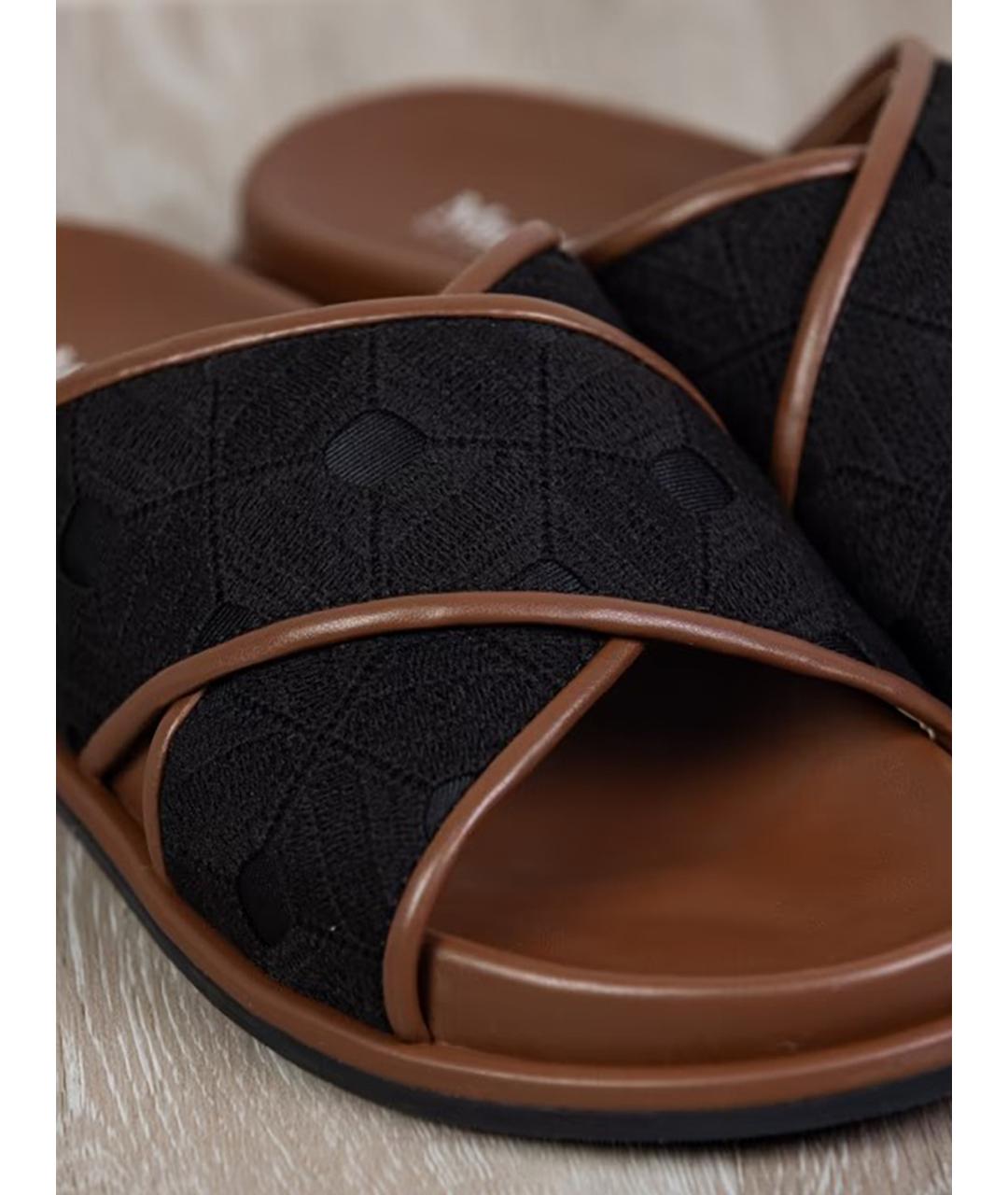 MAX MARA STUDIO Черные текстильные шлепанцы, фото 2