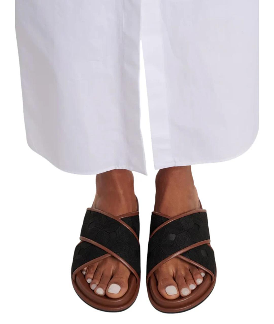 MAX MARA STUDIO Черные текстильные шлепанцы, фото 3