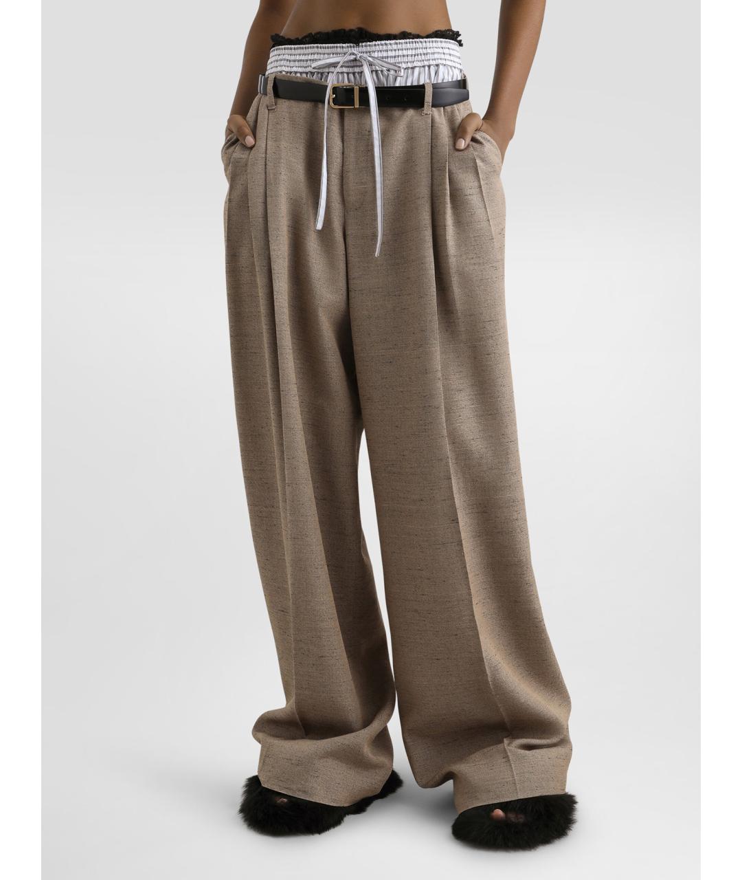 DOLCE&GABBANA Бежевые вискозные брюки широкие, фото 3