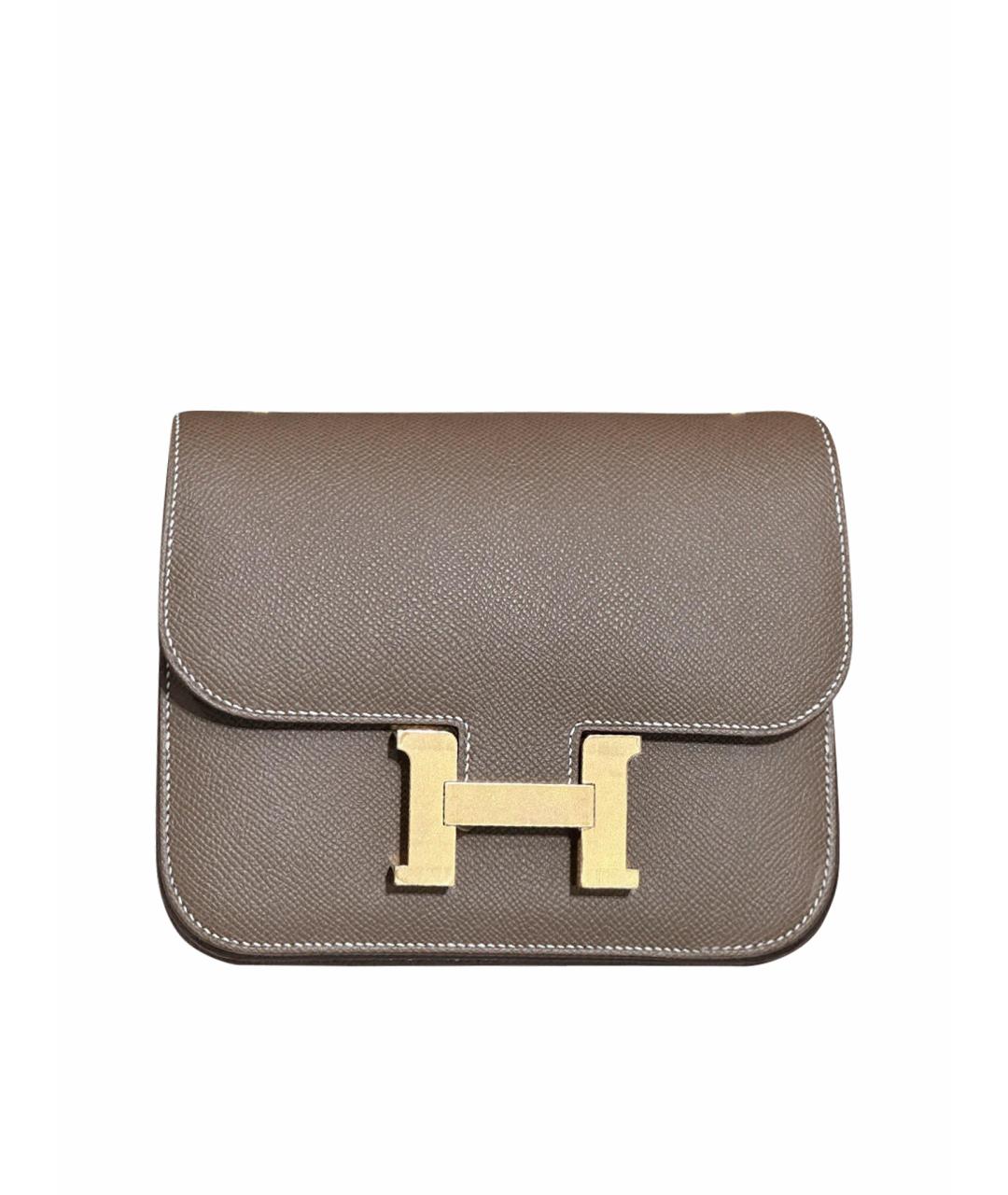 HERMES Серая кожаная сумка через плечо, фото 1