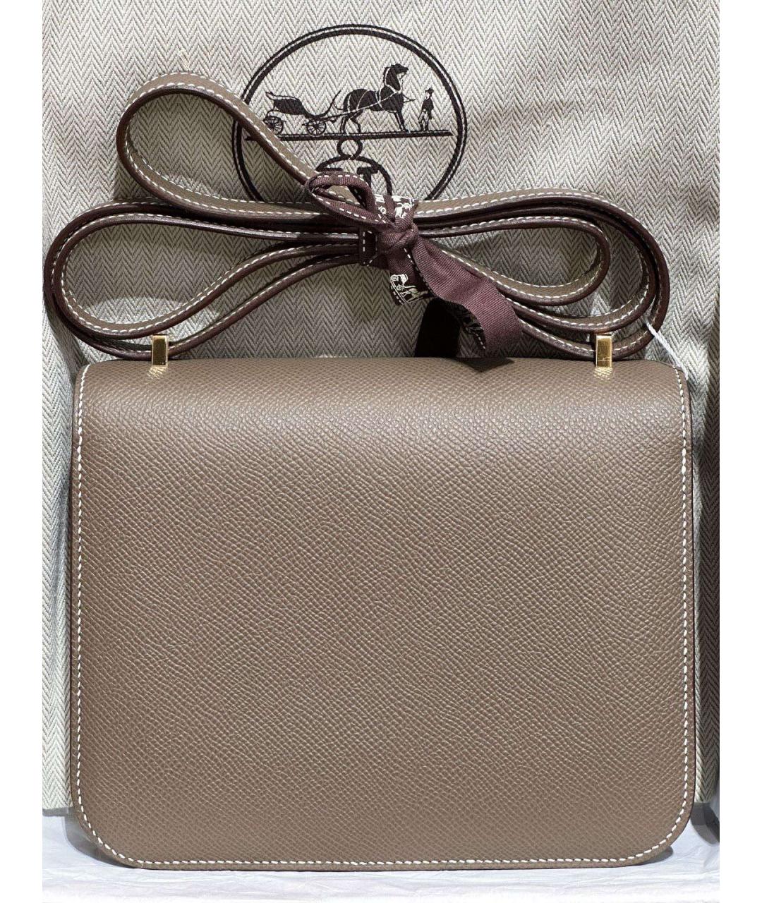 HERMES Серая кожаная сумка через плечо, фото 3