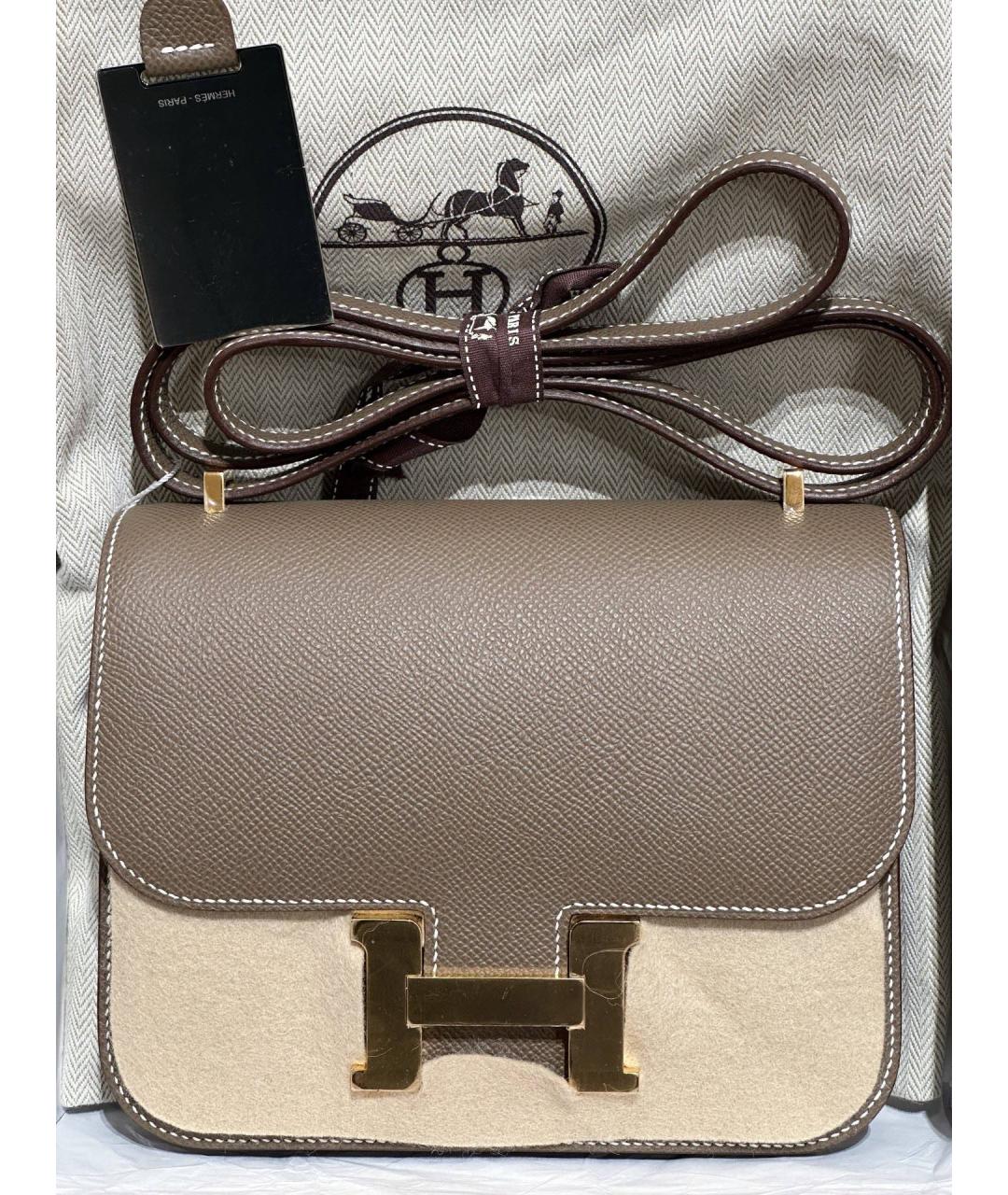 HERMES Серая кожаная сумка через плечо, фото 2