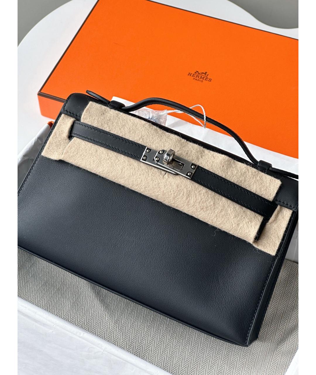 HERMES Черная кожаная сумка с короткими ручками, фото 9
