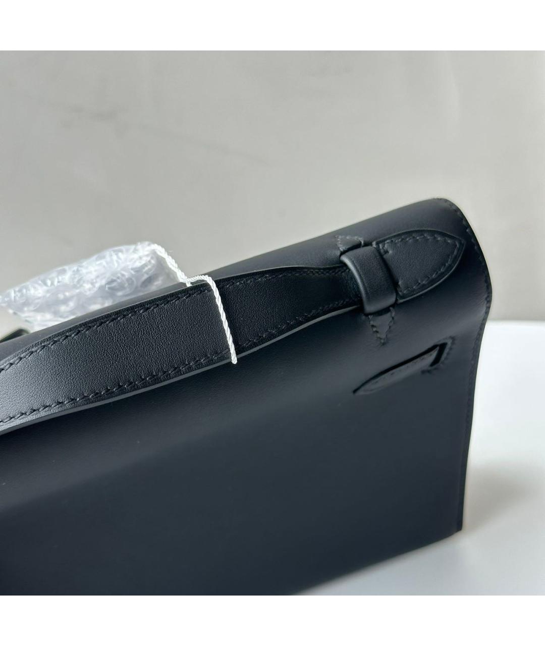 HERMES Черная кожаная сумка с короткими ручками, фото 4