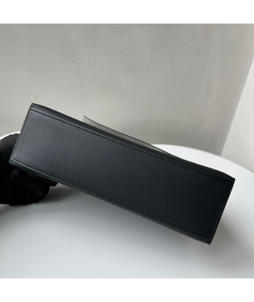 HERMES Черная кожаная сумка с короткими ручками, фото 8