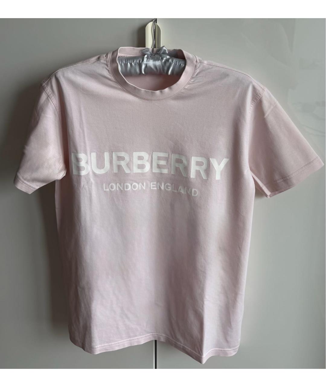 BURBERRY Розовая хлопковая футболка, фото 5