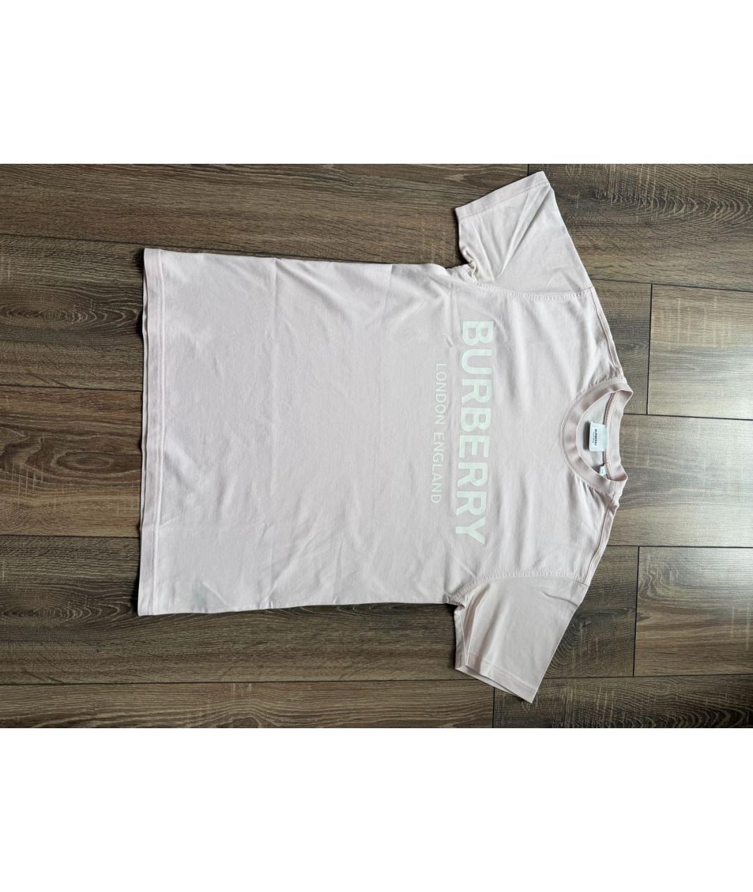 BURBERRY Розовая хлопковая футболка, фото 4