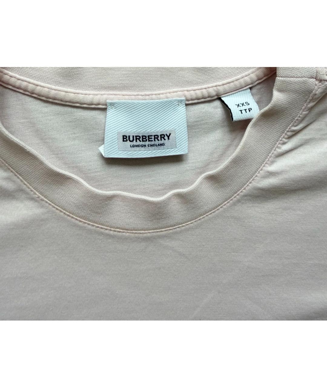BURBERRY Розовая хлопковая футболка, фото 3