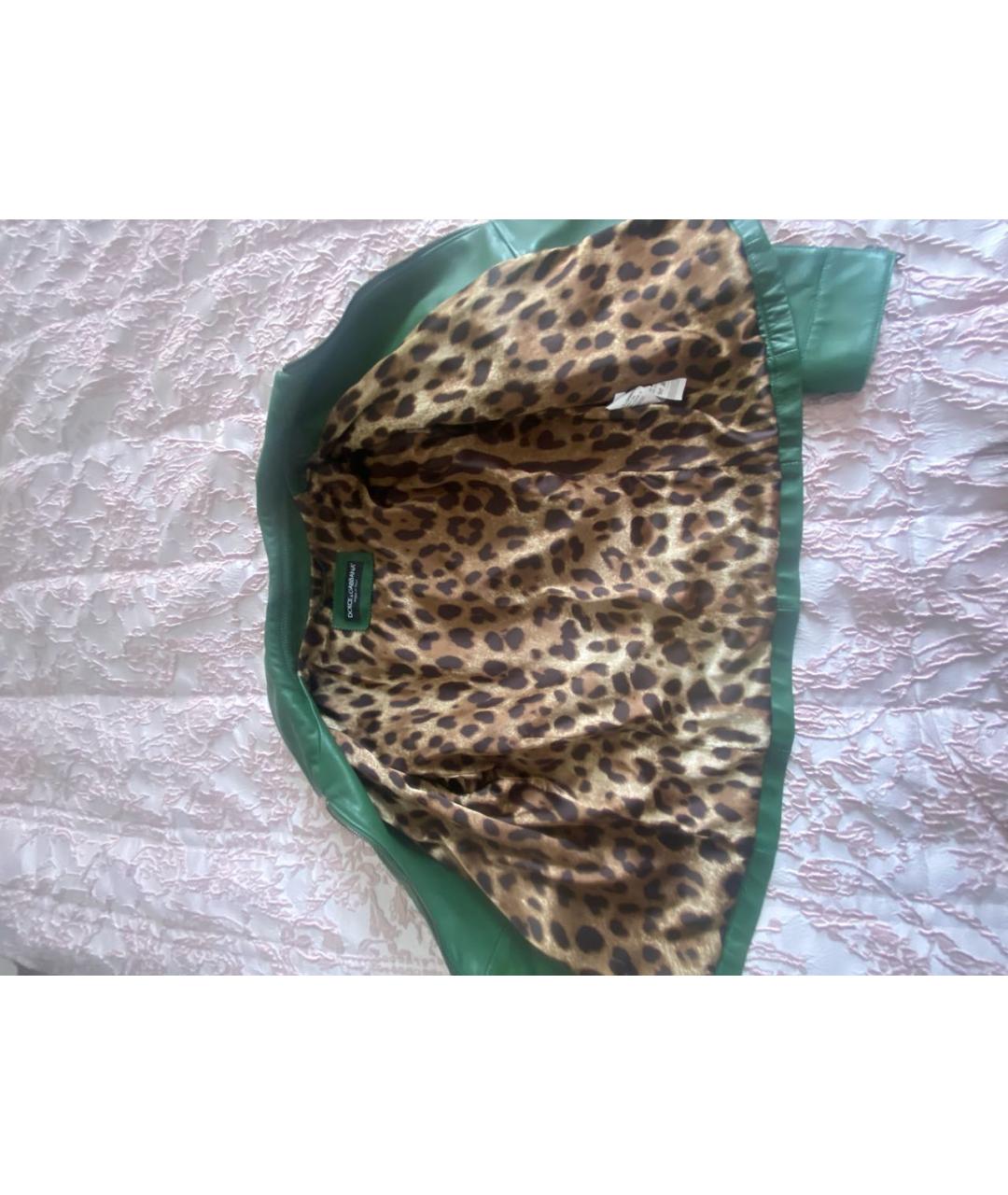 DOLCE&GABBANA Зеленая кожаная куртка, фото 4