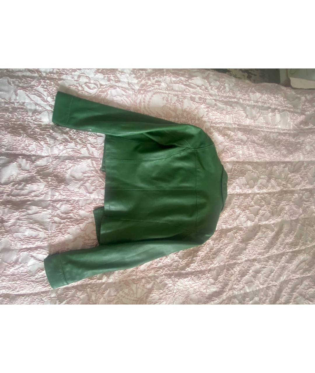 DOLCE&GABBANA Зеленая кожаная куртка, фото 2