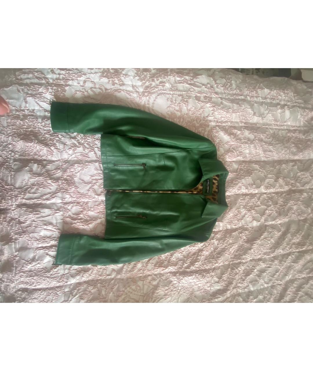 DOLCE&GABBANA Зеленая кожаная куртка, фото 5