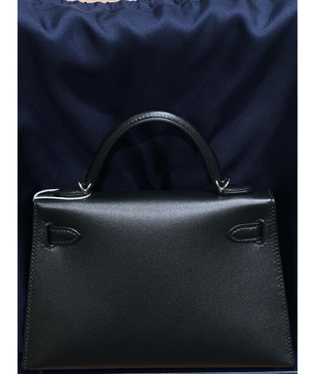 HERMES Черная кожаная сумка с короткими ручками, фото 2