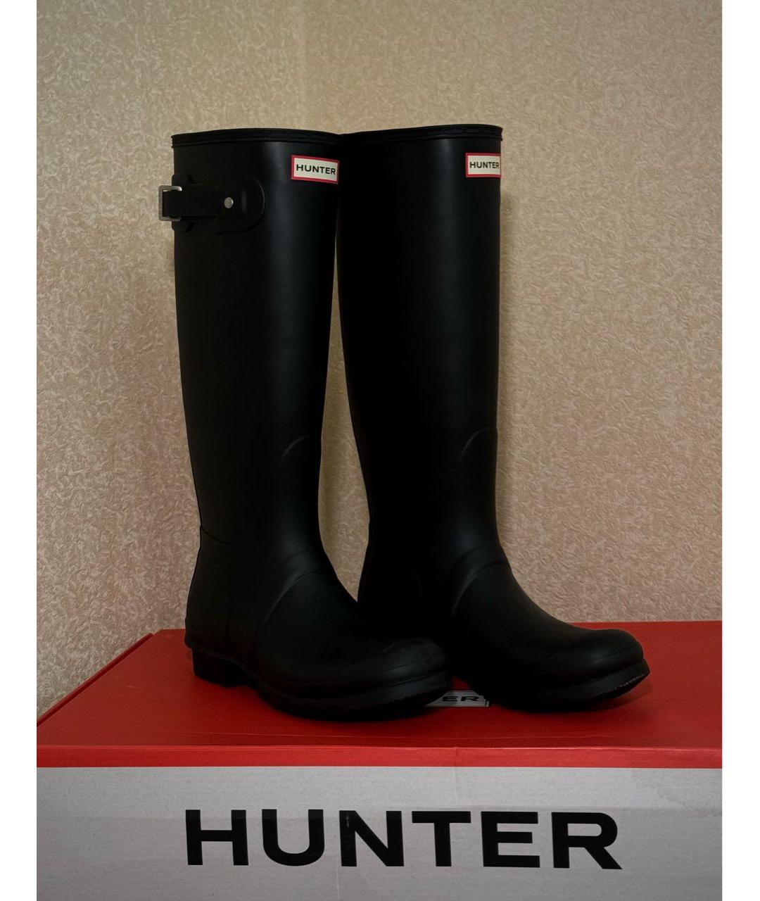 HUNTER Черные резиновые сапоги, фото 5
